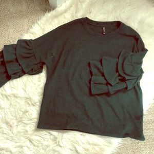 Green Ruffles bell sleeve top!